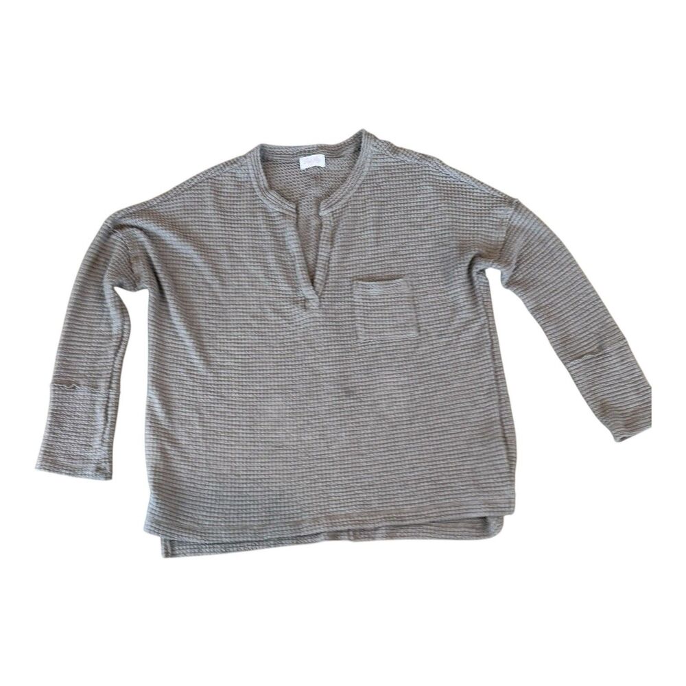 Pink Lily Women's Sweater Gray Long Sleeve V Neck Size Large